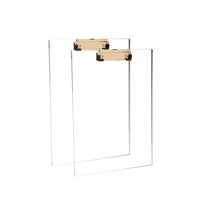 EXPUTRAN Clear Acrylic Clipboard with Gold Clip, Set 2-Pieces, Fits 9x12 inch - Letter Size Standard, Office, School and Home Supply - Image 1
